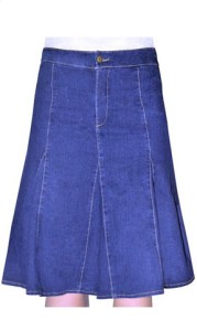 Kosher Casual Women's Modest Knee Length Flared Denim Skirt